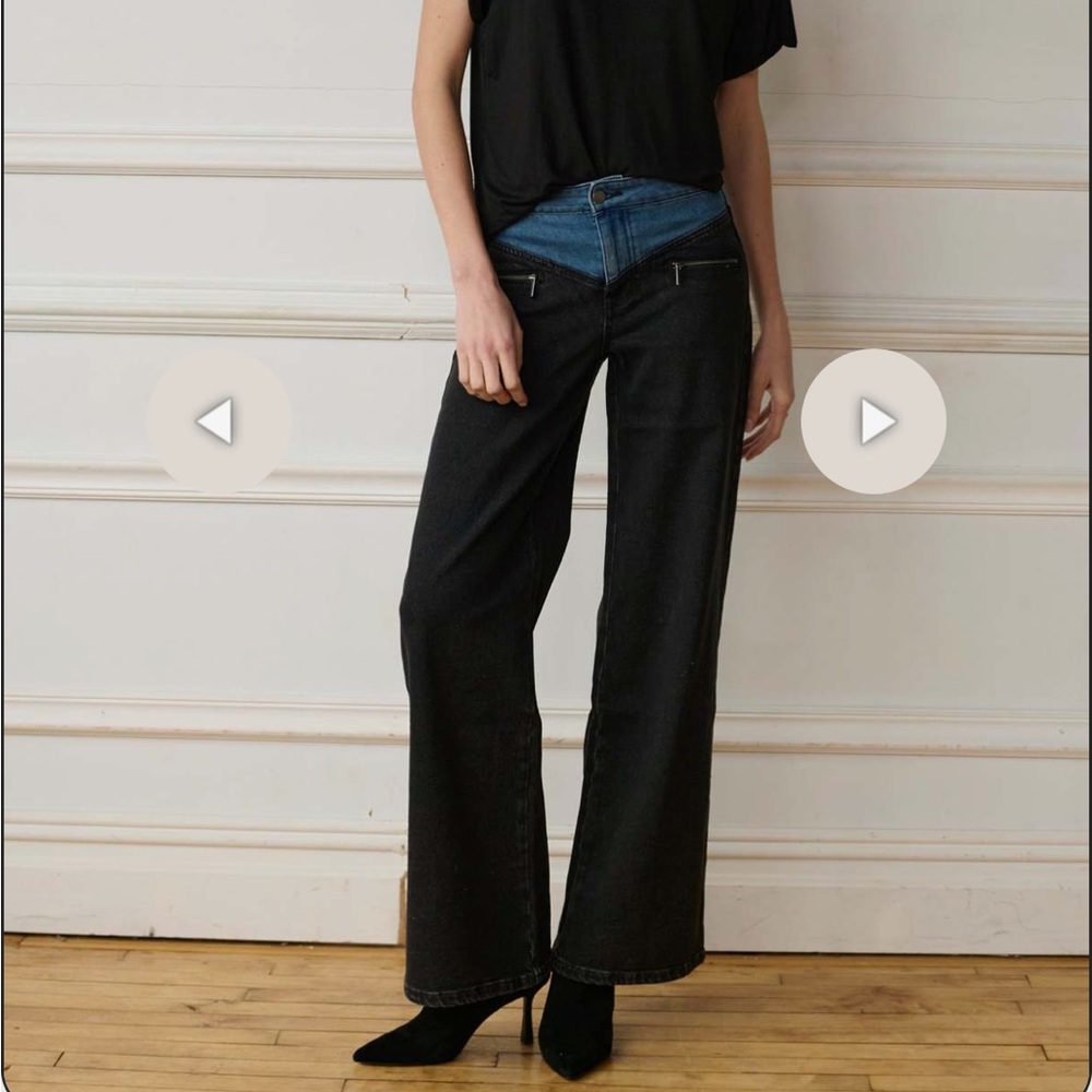TT Studios Two-Tone Flare Jeans